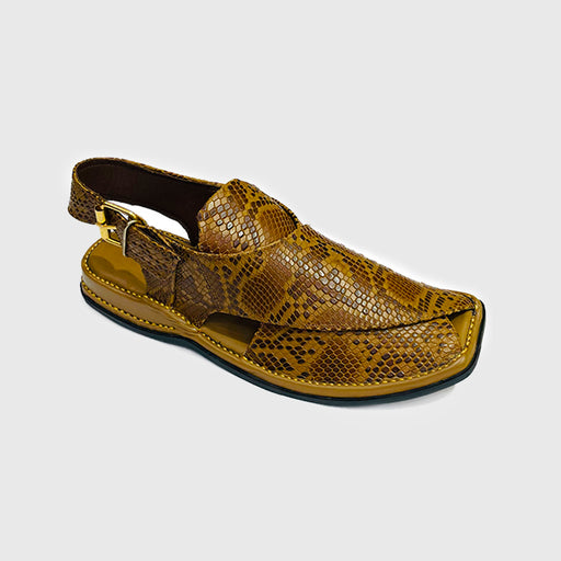 Zardari Chappal Snake Skin Dark Brown