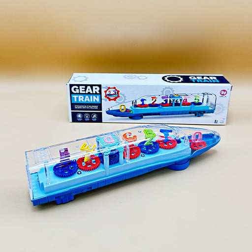 TrueBucks Transparent Gear Train toy With Music 3D Lights And Sound, Bump N go Action, Musical Electric Train Toy For Kids, Concept Gear Train Plastic